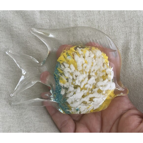 Murano Art Glass Angel Fish Paperweight MultiColor Hand Crafted Vintage - Picture 6 of 6